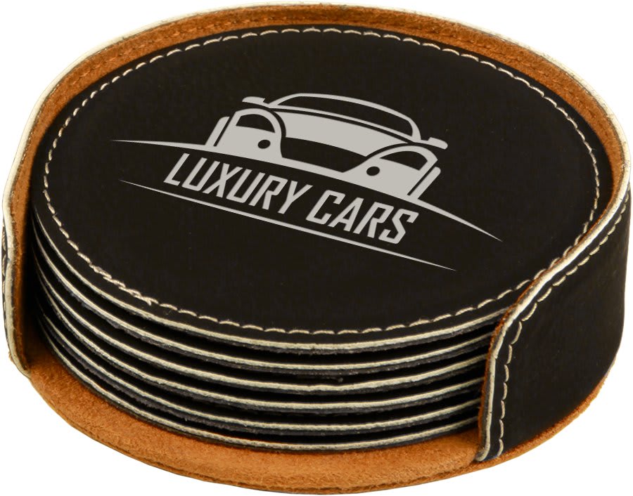 Round Leatherette 6-Coaster Set