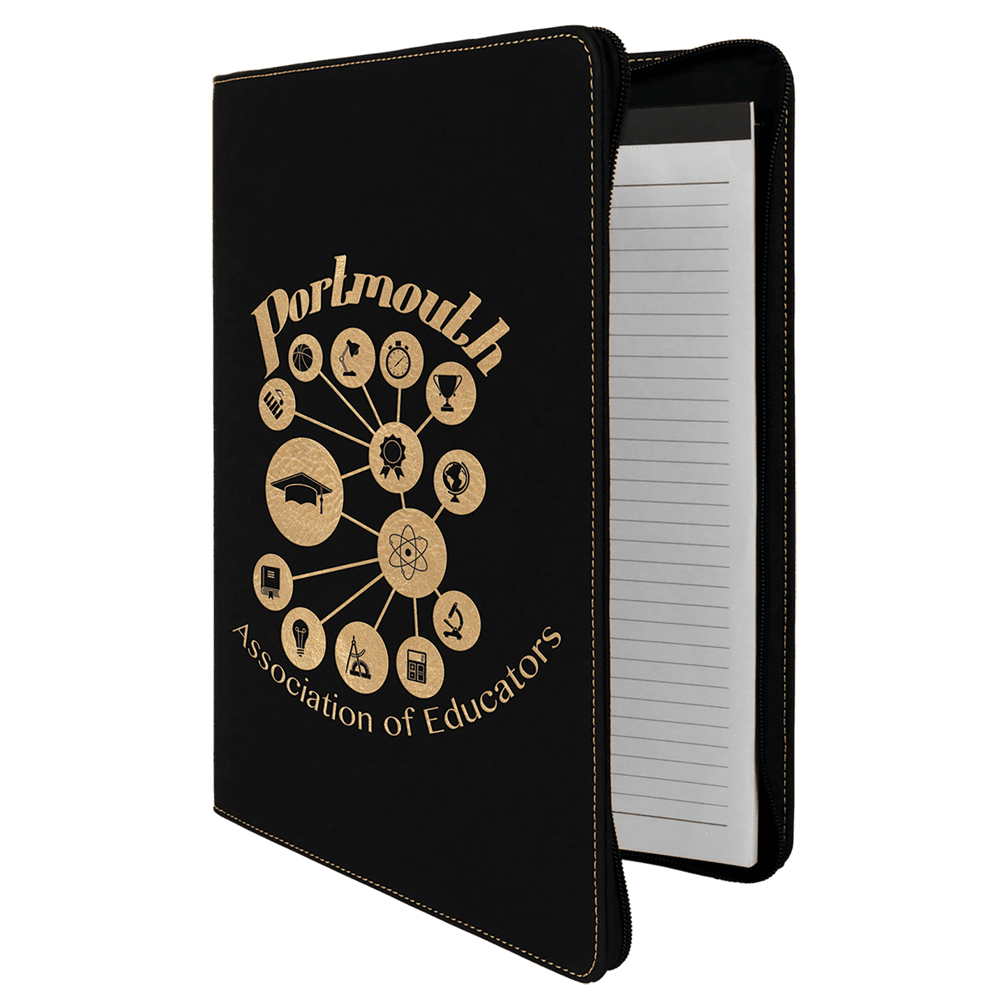 Leatherette Portfolio with Zipper Notepad