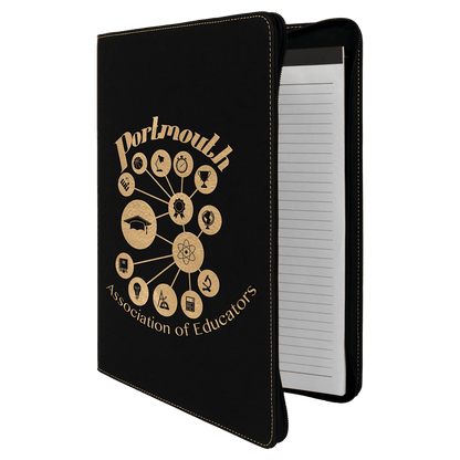 Leatherette Portfolio with Zipper Notepad