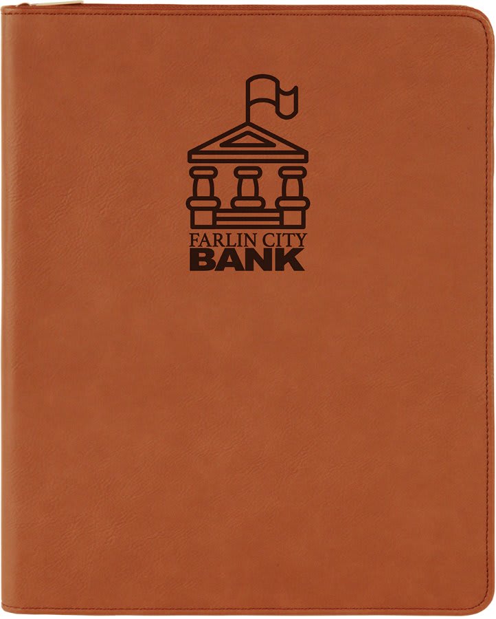 Leatherette Portfolio with Zipper Notepad