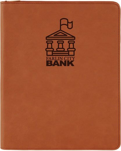 Leatherette Portfolio with Zipper Notepad