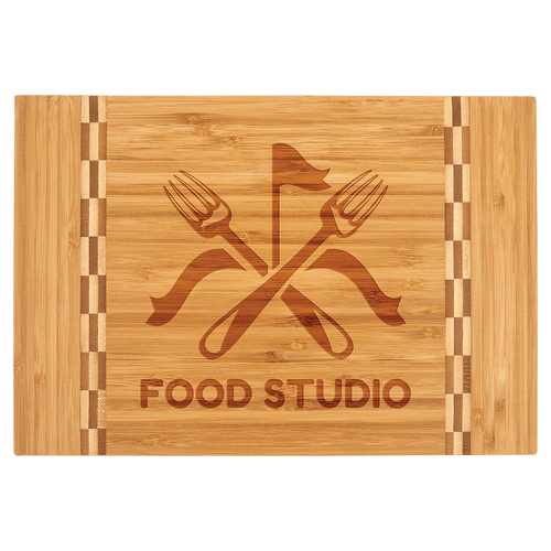 Bamboo Cutting Board with Butcher Block Inlay