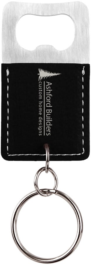Rectangle Leatherette Bottle Opener Keychain