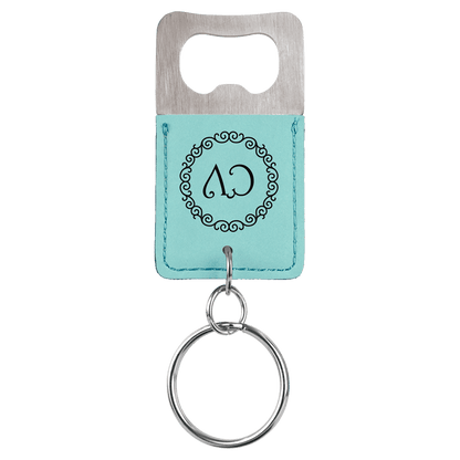 Rectangle Leatherette Bottle Opener Keychain