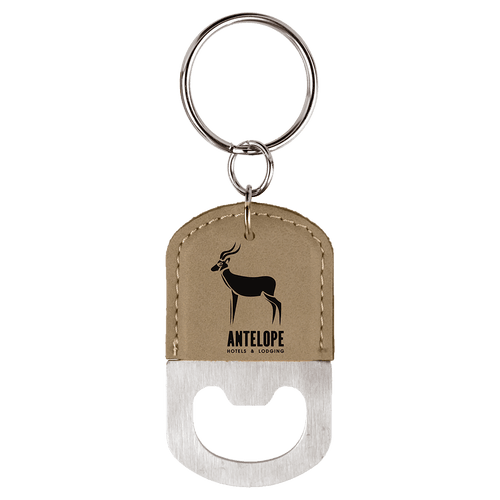 Oval Leatherette Bottle Opener Keychain