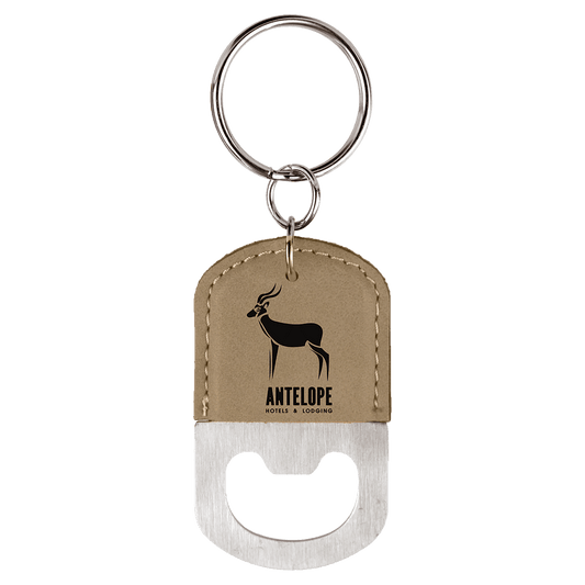 Oval Leatherette Bottle Opener Keychain