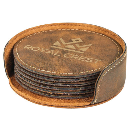 Round Leatherette 6-Coaster Set