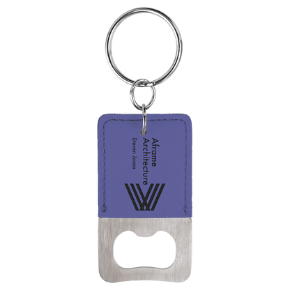 Rectangle Leatherette Bottle Opener Keychain