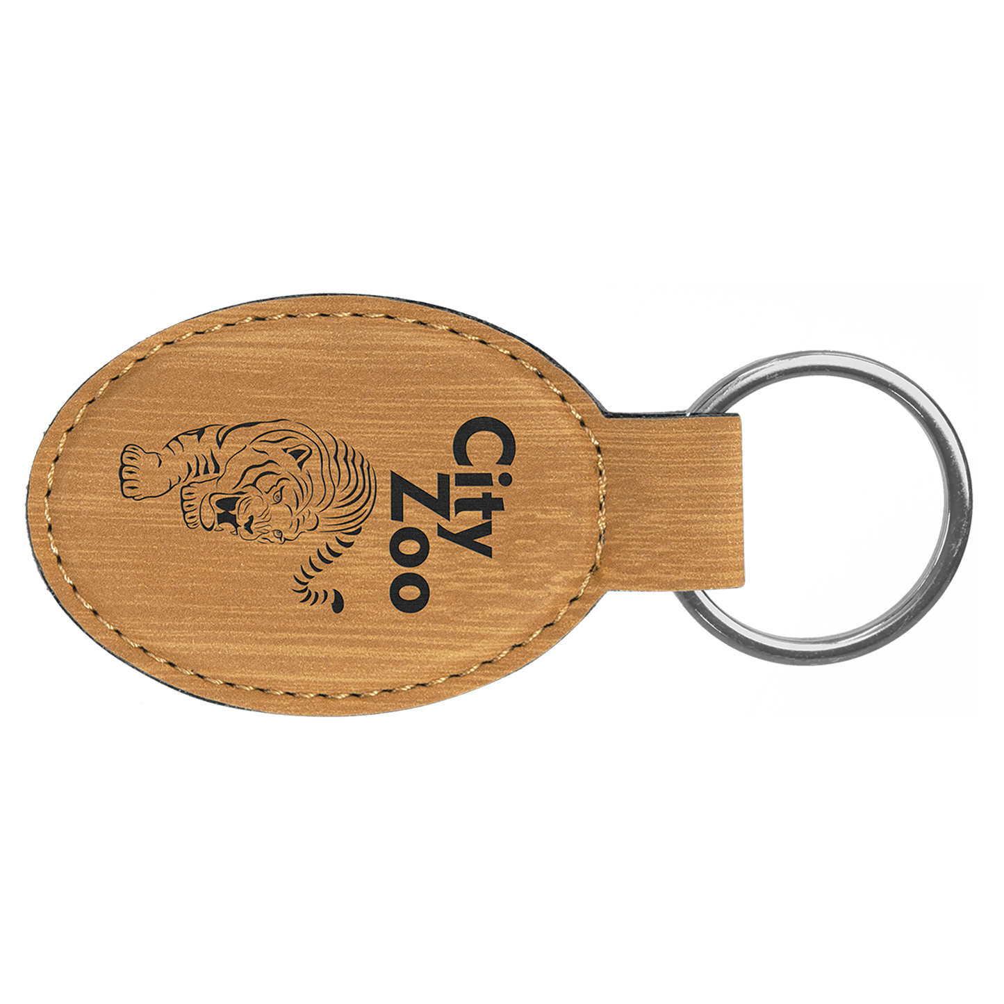 Leatherette Oval Keychain