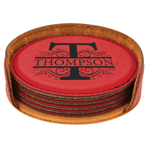 Leatherette Round 6-Coaster Set