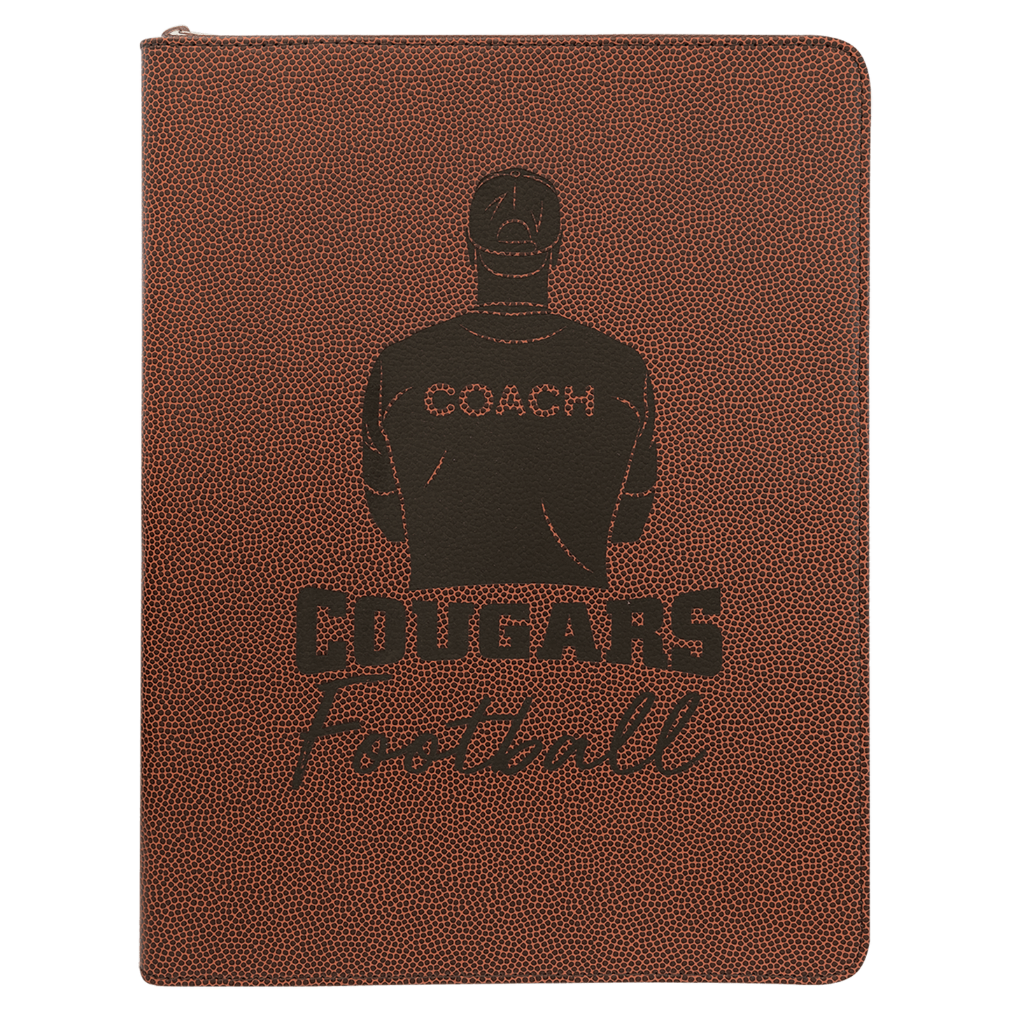 Football with Zipper Leatherette Portfolio Notepad