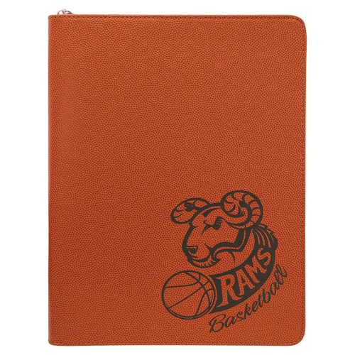 Basketball with Zipper Leatherette Portfolio Notepad