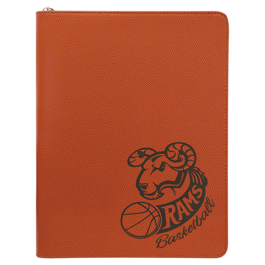 Basketball with Zipper Leatherette Portfolio Notepad