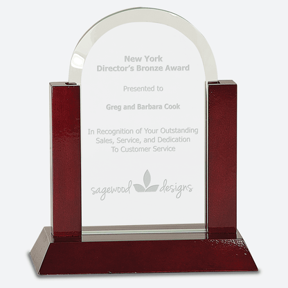 Gateway Jade Dome Glass Award with Rosewood Finish Base