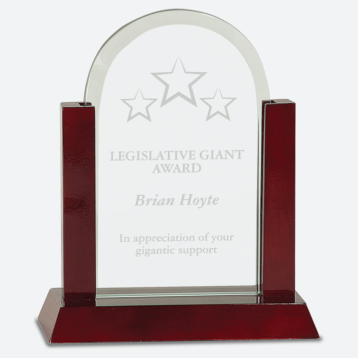 Gateway Jade Dome Glass Award with Rosewood Finish Base