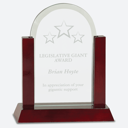 Gateway Jade Dome Glass Award with Rosewood Finish Base