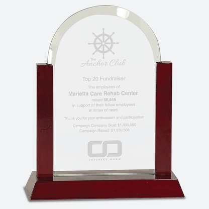 Gateway Jade Dome Glass Award with Rosewood Finish Base