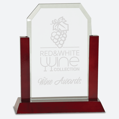Gateway Jade Clip Corner Glass Award with Rosewood Finish Base