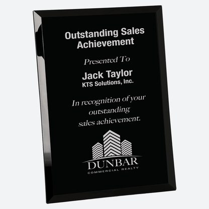 Black Glass Mirror Plaque