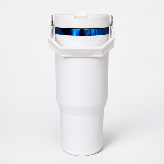 30 oz Blue Mirror-Plated Tumbler with Handle