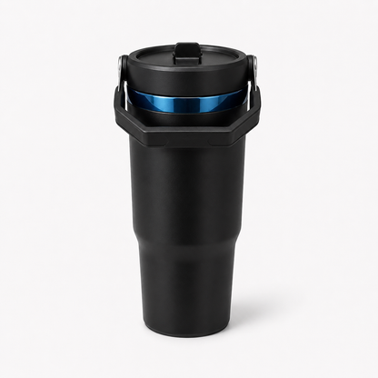30 oz Blue Mirror-Plated Tumbler with Handle