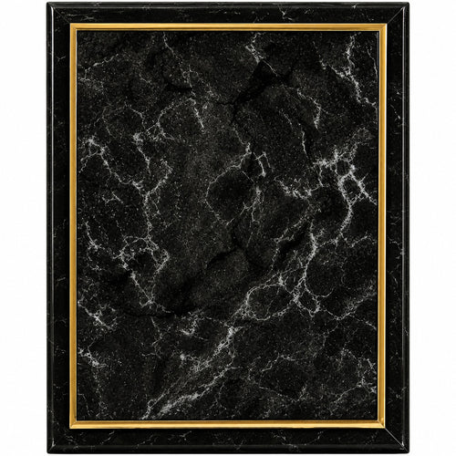Improved Black Marble Finish Plaque with Gold Cove Edge