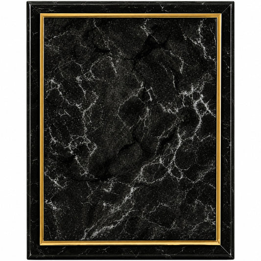 Improved Black Marble Finish Plaque with Gold Cove Edge