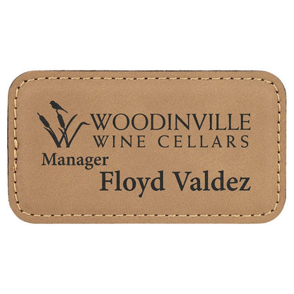 Light Brown Leather Name Badge