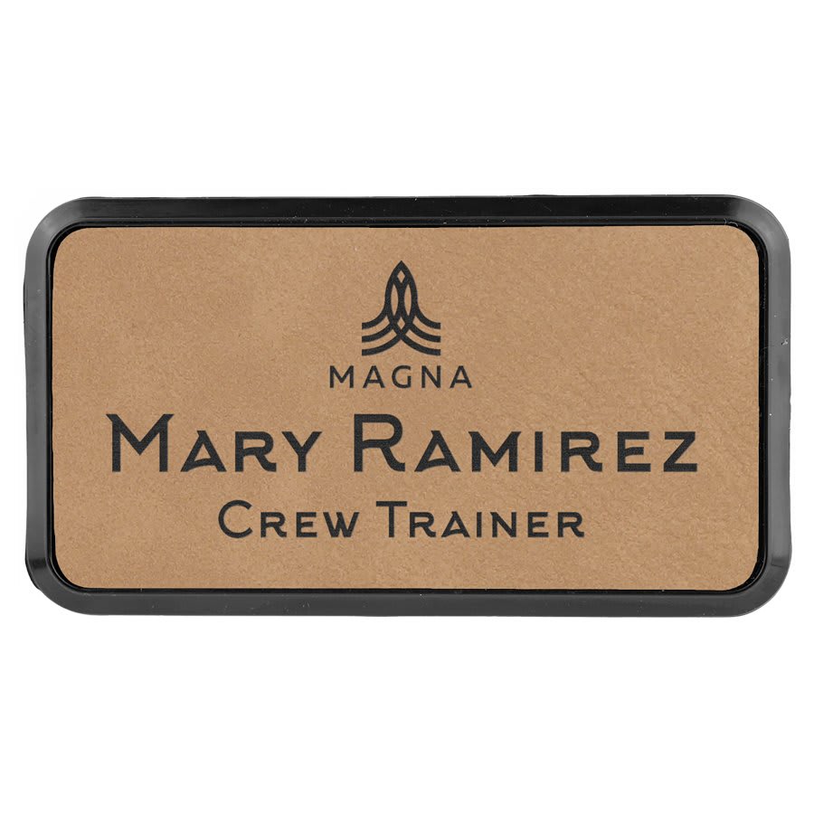 Light Brown Leather Name Badge