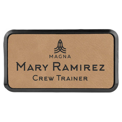 Light Brown Leather Name Badge