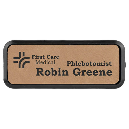 Light Brown Leather Name Badge