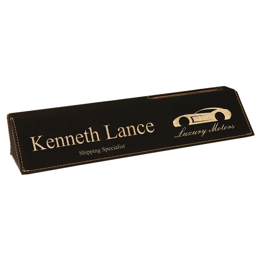 Leatherette Desk Wedge with Business Card Holder
