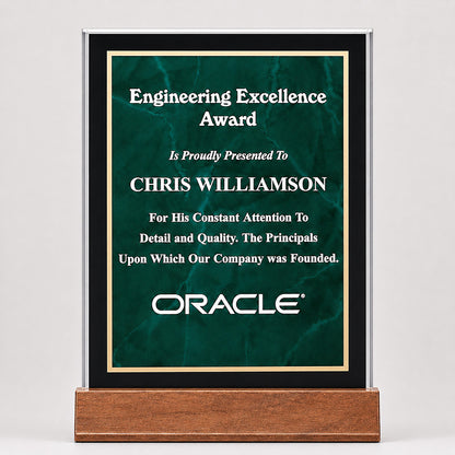 Marble Acrylic Award w/ American Walnut Base