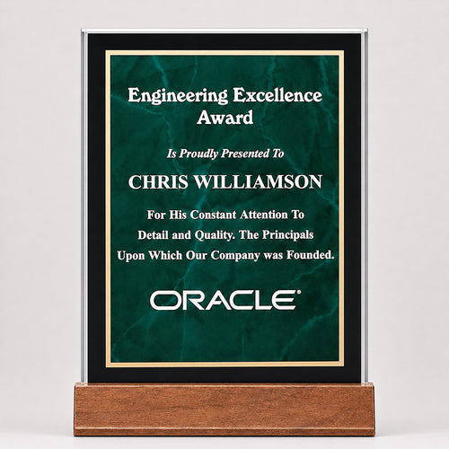 Marble Acrylic Award w/ American Walnut Base