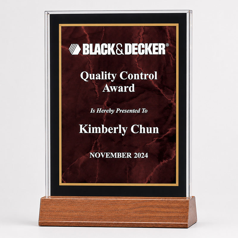 Marble Acrylic Award w/ American Walnut Base