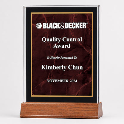 Marble Acrylic Award w/ American Walnut Base