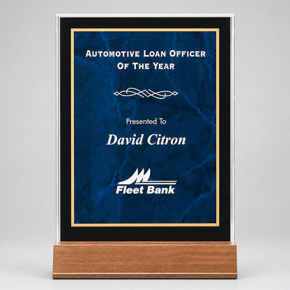 Marble Acrylic Award w/ American Walnut Base