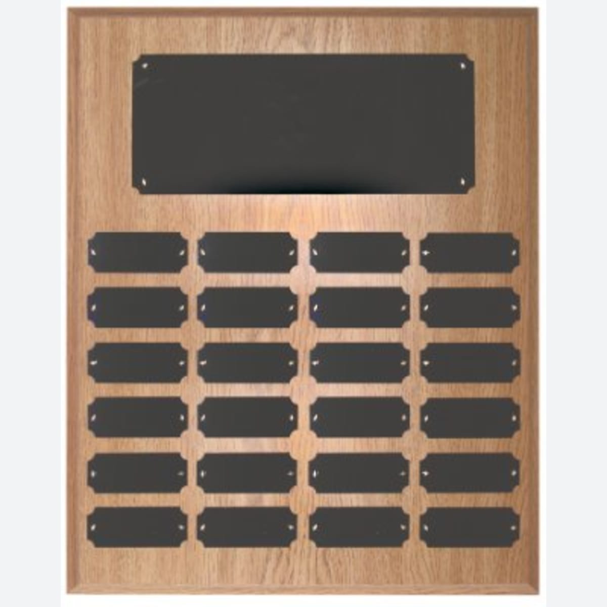 24 Plate Oak Finish Completed Perpetual Plaque