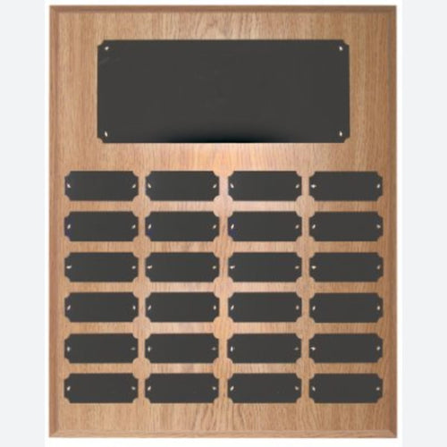 24 Plate Oak Finish Completed Perpetual Plaque