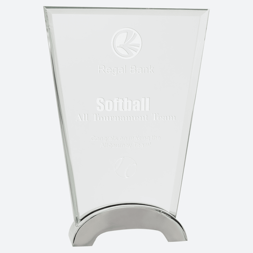 Fan Platinum Glass with Arch Metal Base