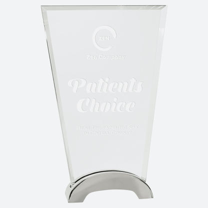 Fan Platinum Glass with Arch Metal Base