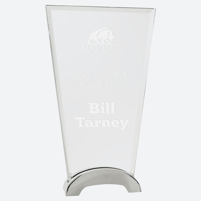 Fan Platinum Glass with Arch Metal Base