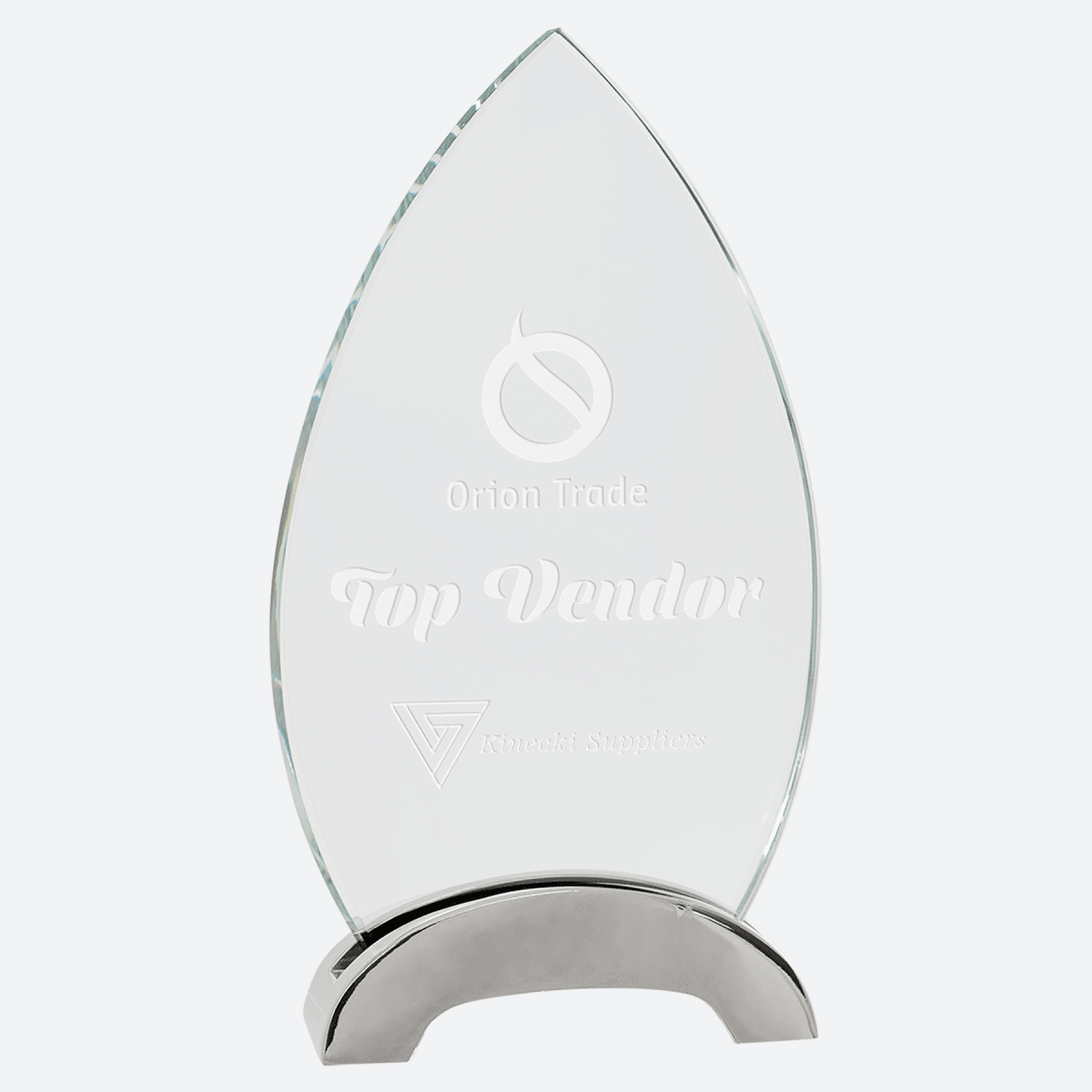 Oval Platinum Glass with Arch Metal Base
