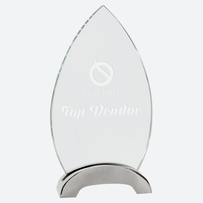 Oval Platinum Glass with Arch Metal Base