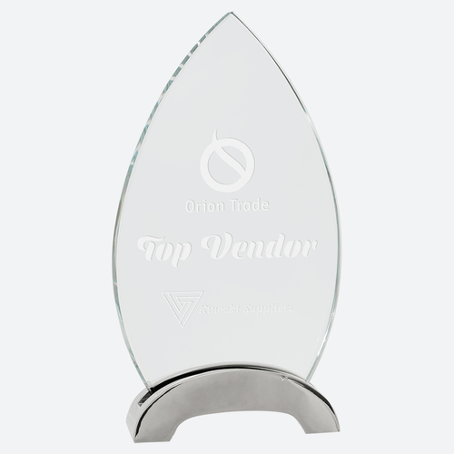 Oval Platinum Glass with Arch Metal Base