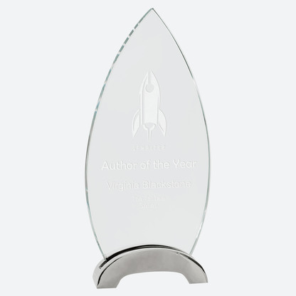 Oval Platinum Glass with Arch Metal Base