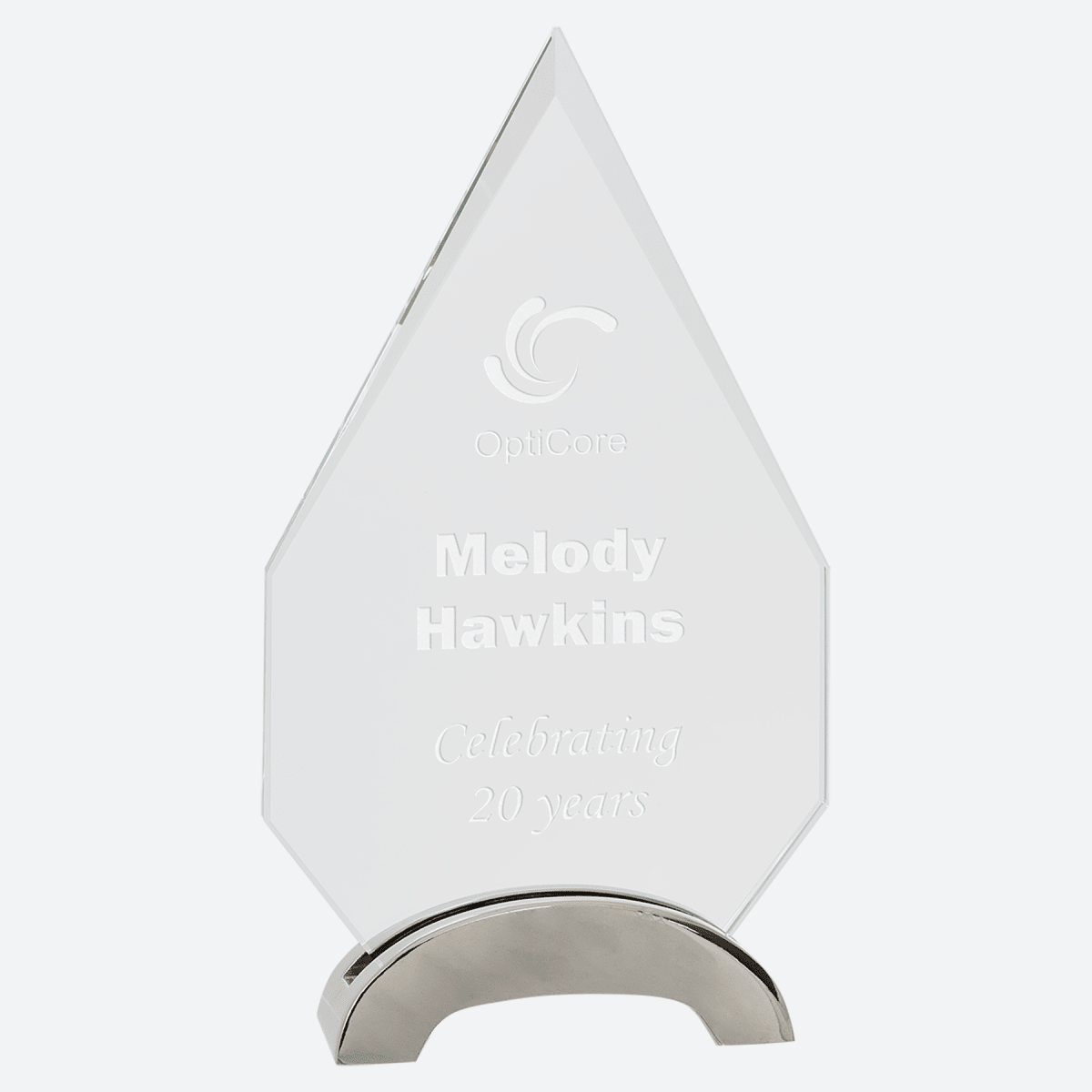 Diamond Platinum Glass with Arch Metal Base