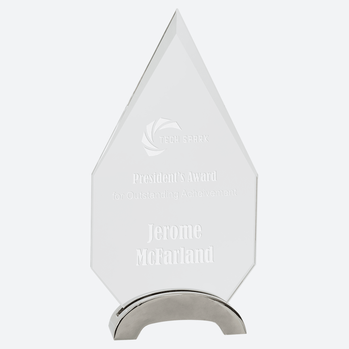 Diamond Platinum Glass with Arch Metal Base
