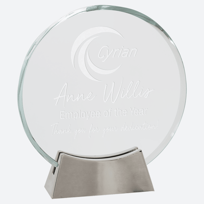 Round Platinum Glass with Full Metal Base
