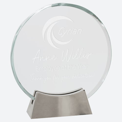 Round Platinum Glass with Full Metal Base